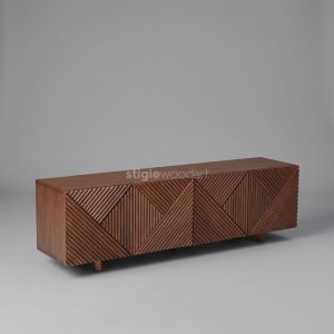 Bufet TV Kayu Jati Minimalis Motif Geometris