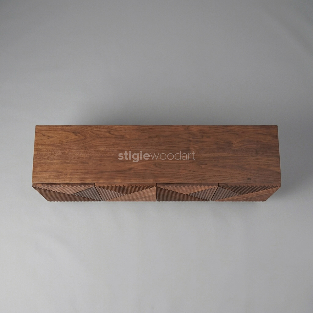 Bufet TV Kayu Jati Minimalis Motif Geometris - Gambar 5