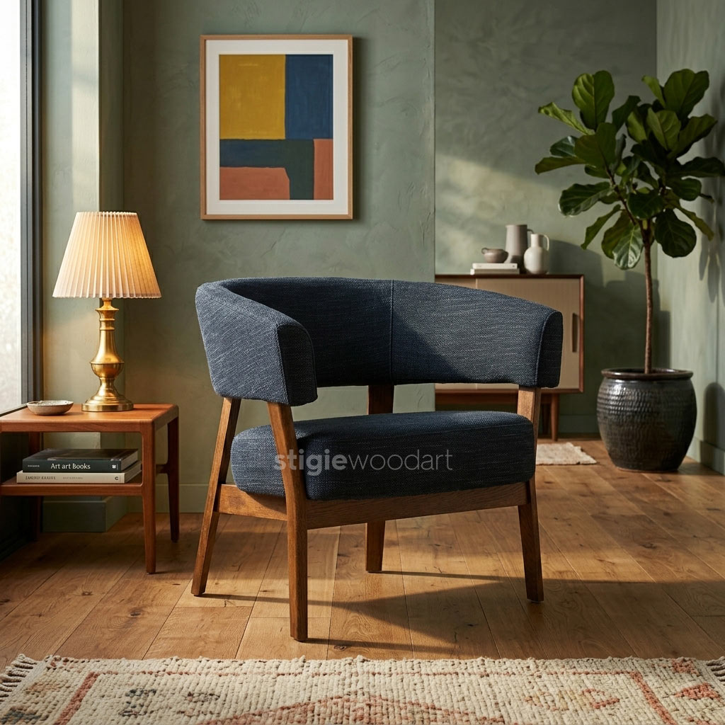 Kursi Lounge Cafe Kayu Jati Minimalis Upholstery - Gambar 2