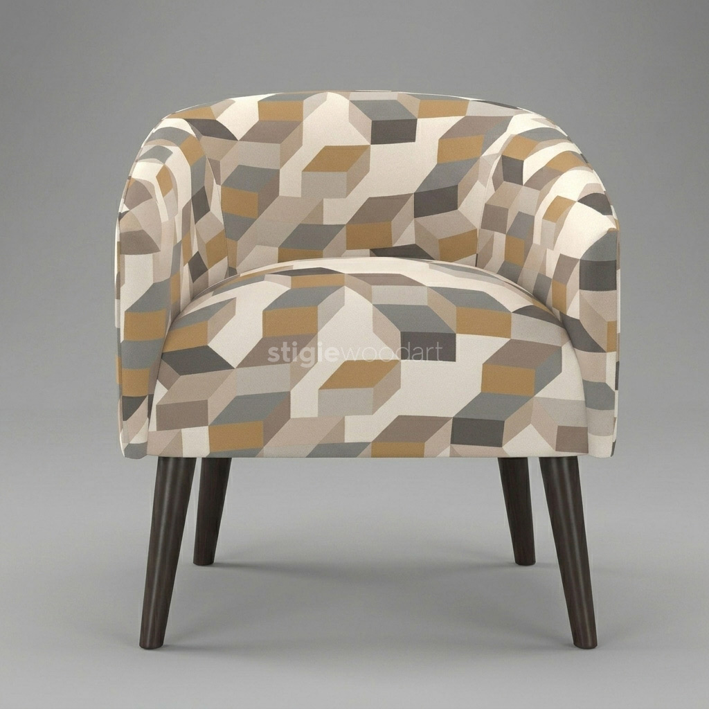 Kursi Sofa Cafe Accent Motif Geometris Modern - Gambar 3