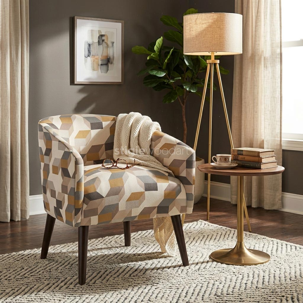 Kursi Sofa Cafe Accent Motif Geometris Modern - Gambar 2