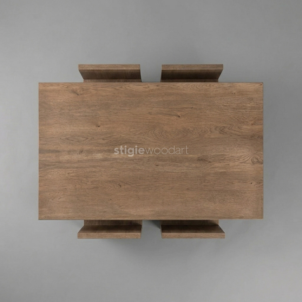 Meja Kopi Cafe Kayu Jati Solid Modern Minimalis - Gambar 5