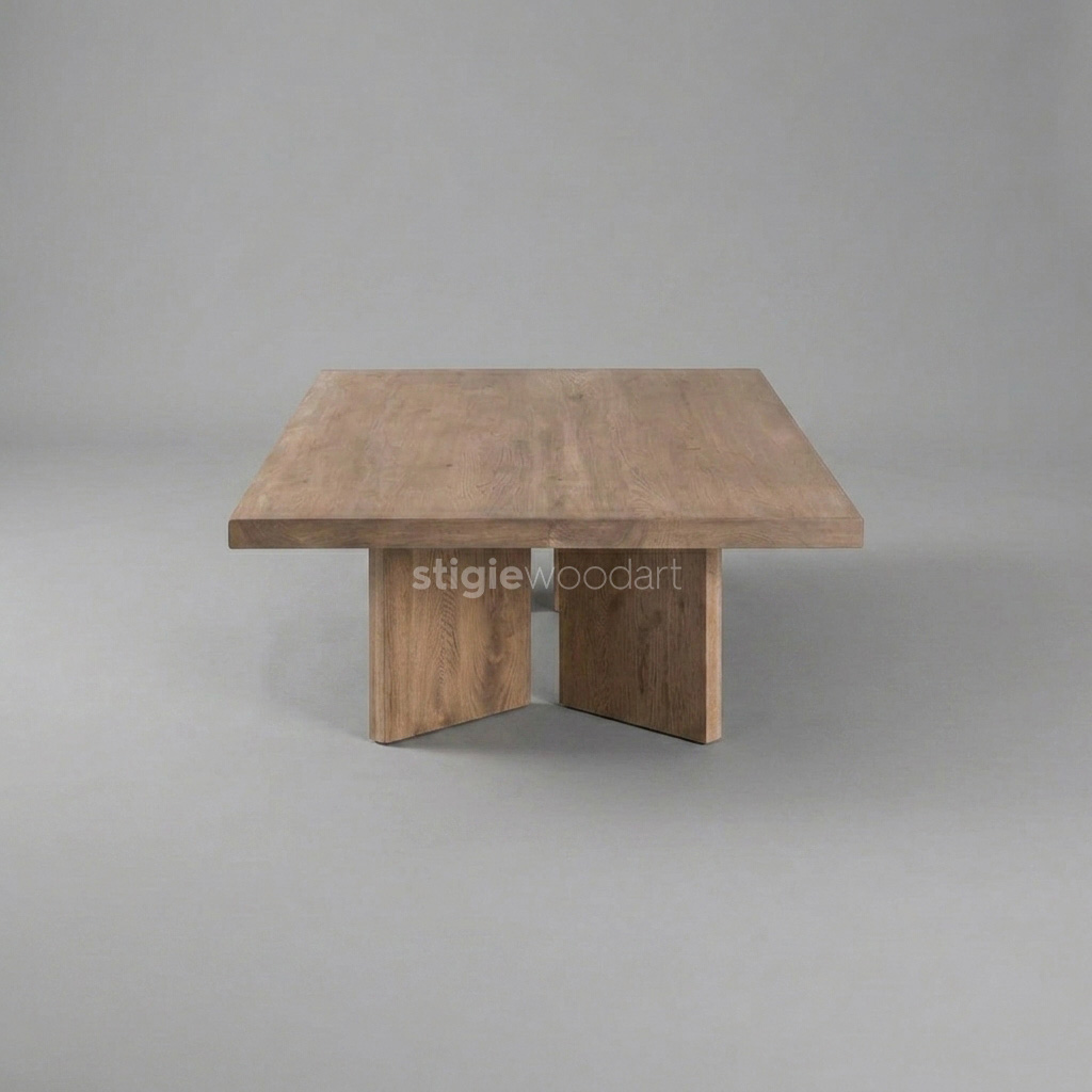 Meja Kopi Cafe Kayu Jati Solid Modern Minimalis - Gambar 4