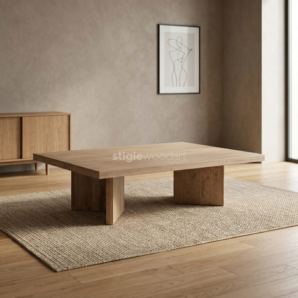 Meja Kopi Cafe Kayu Jati Solid Modern Minimalis - Gambar 2