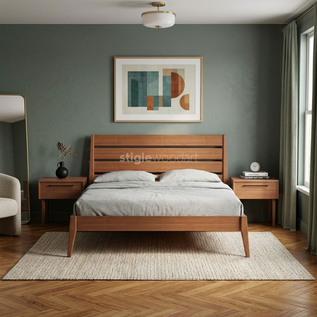 Ranjang Hotel Kayu Jati Scandinavian Minimalis - Gambar 2