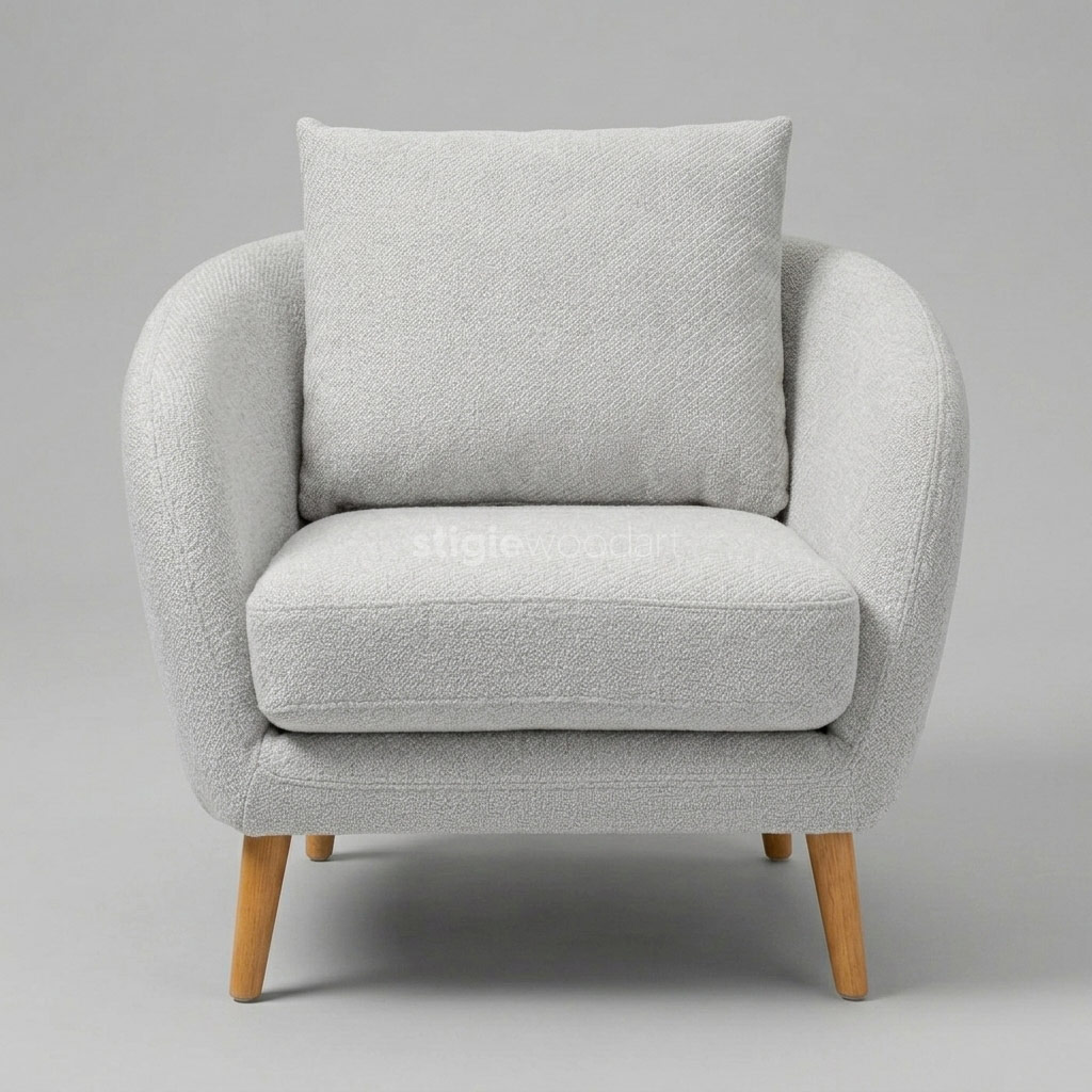 Sofa Cafe Accent Minimalis Bouclé - Gambar 3