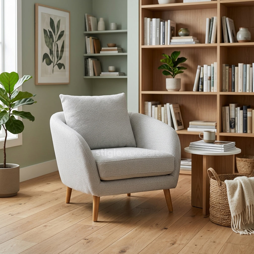 Sofa Cafe Accent Minimalis Bouclé - Gambar 2