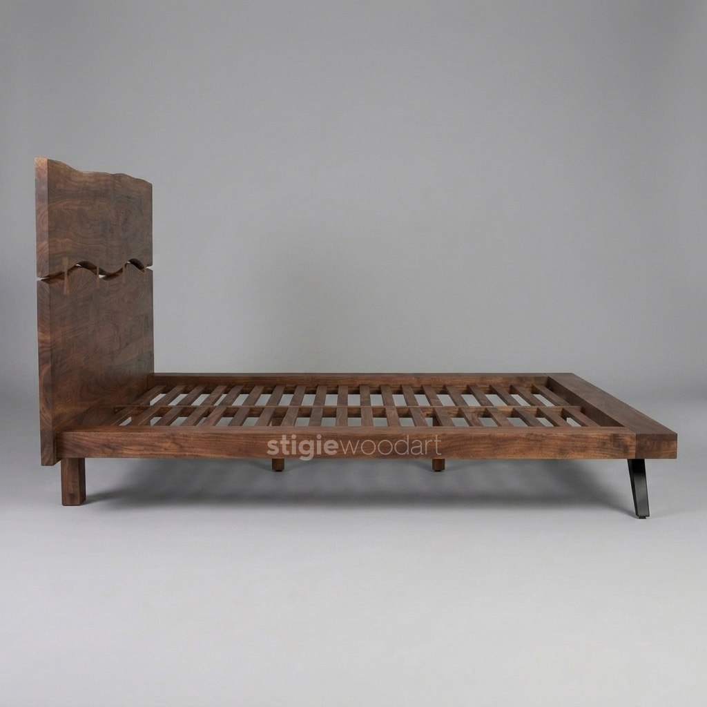 Tempat Tidur Kayu Jati Live Edge Modern - Gambar 4