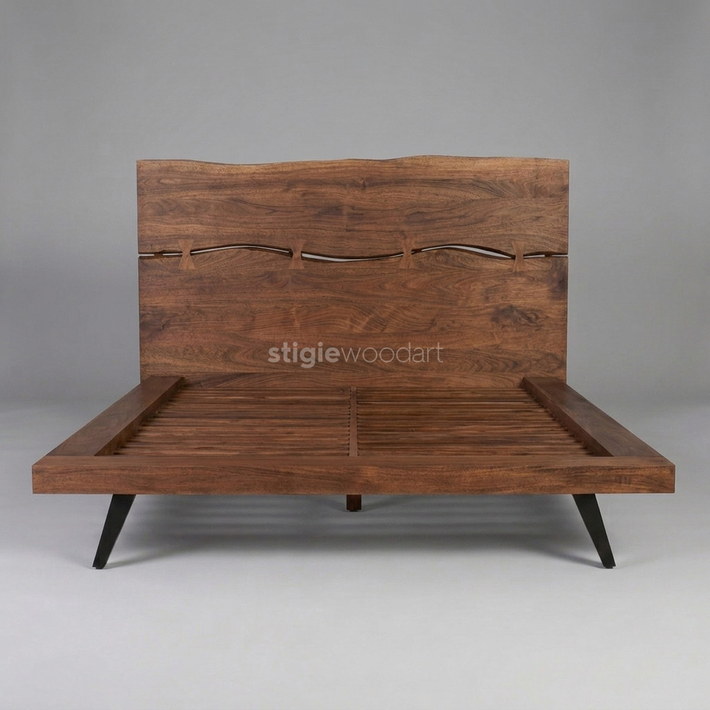 Tempat Tidur Kayu Jati Live Edge Modern - Gambar 3