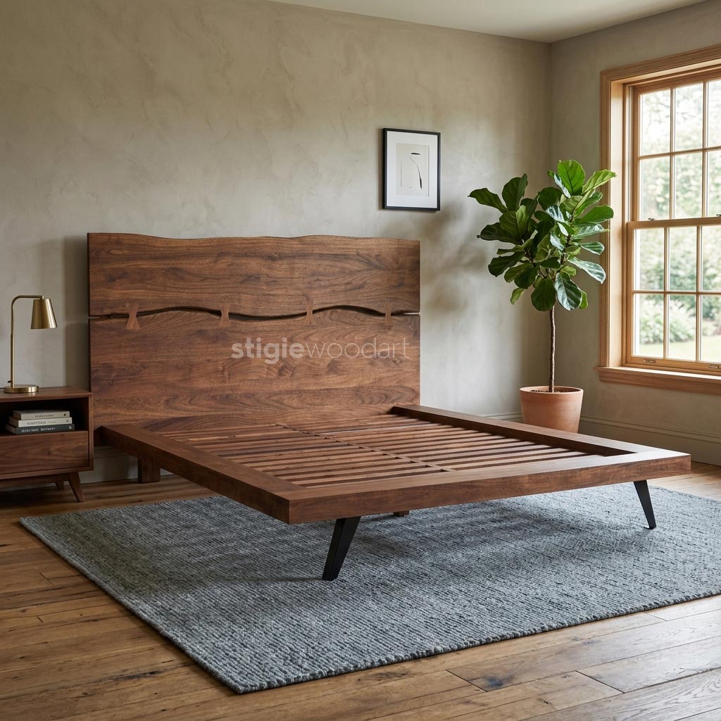 Tempat Tidur Kayu Jati Live Edge Modern - Gambar 2