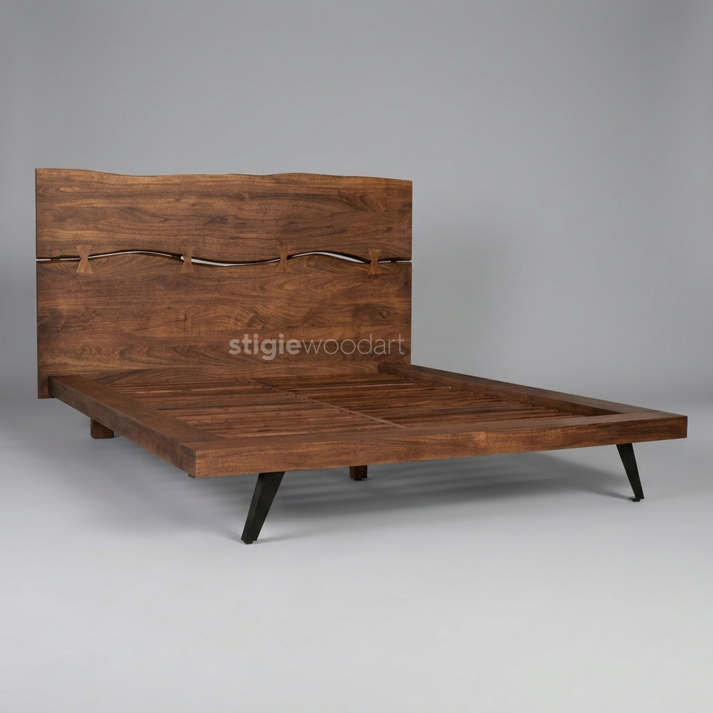 Tempat Tidur Kayu Jati Live Edge Modern