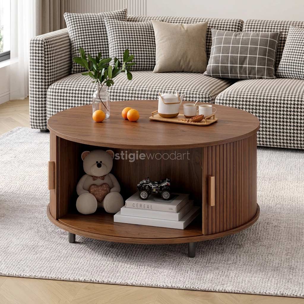 Coffee Table Kayu Jati Minimalis Vertikal - Gambar 3