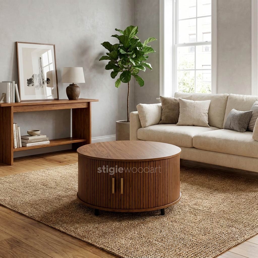 Coffee Table Kayu Jati Minimalis Vertikal - Gambar 2