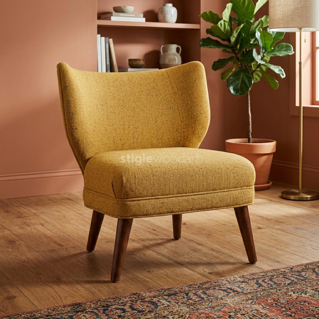 Kursi Accent Kayu Jati Wingback Minimalis - Gambar 2