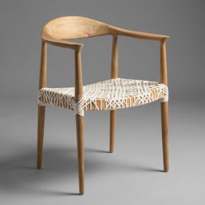 Kursi Cafe Minimalis Scandinavian Kayu Jati Rotan Anyam