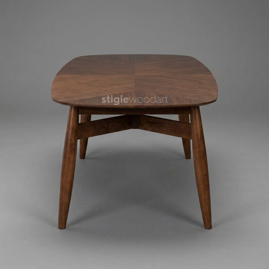 Meja Makan Kayu Jati Oval Minimalis - Gambar 4