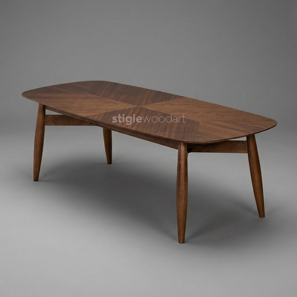 Meja Makan Kayu Jati Oval Minimalis