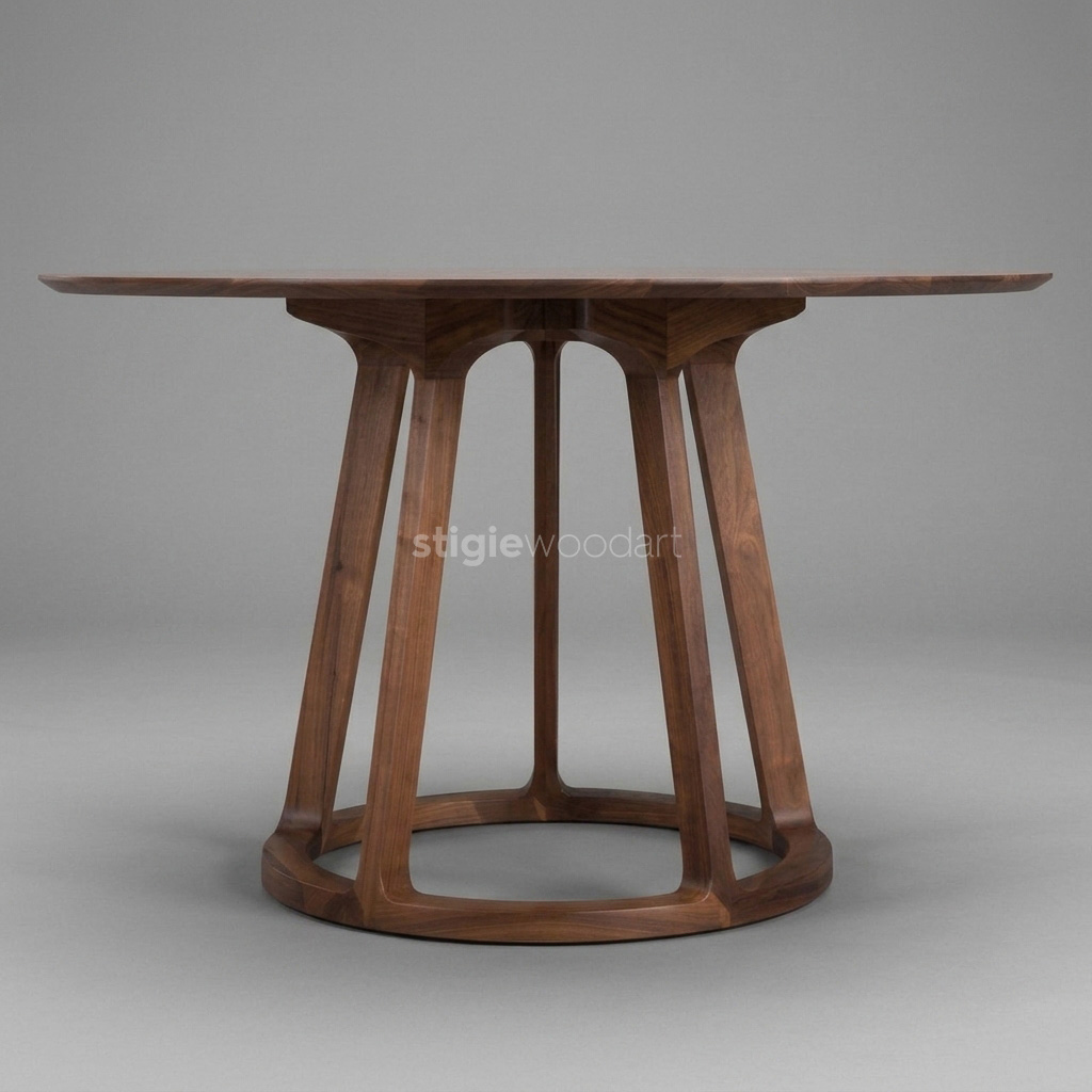 Meja Makan Resto Bulat Kayu Jati Minimalis Elegan - Gambar 3