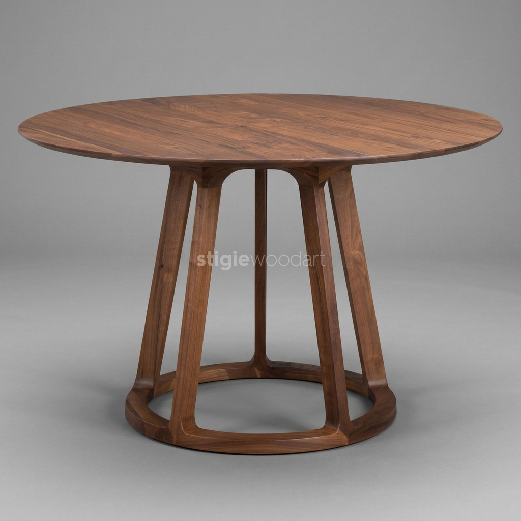Meja Makan Resto Bulat Kayu Jati Minimalis Elegan