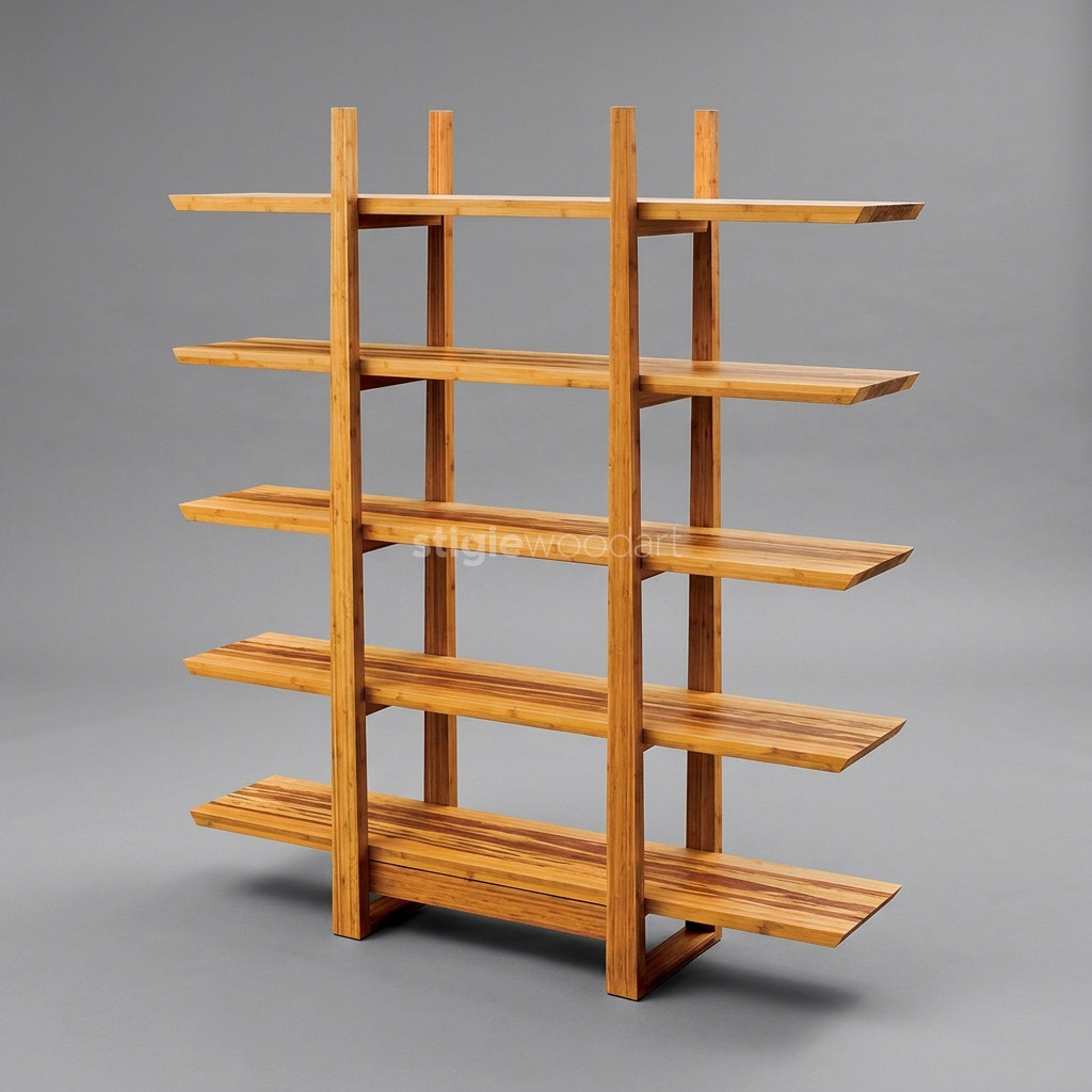 Rak Buku Kayu Jati Solid Minimalis Bertingkat