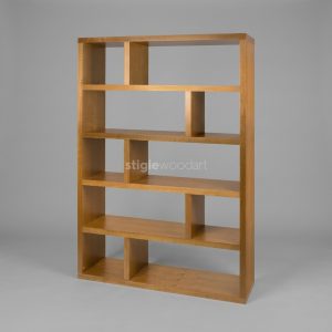 Rak Buku Kayu Jati Minimalis Geometris