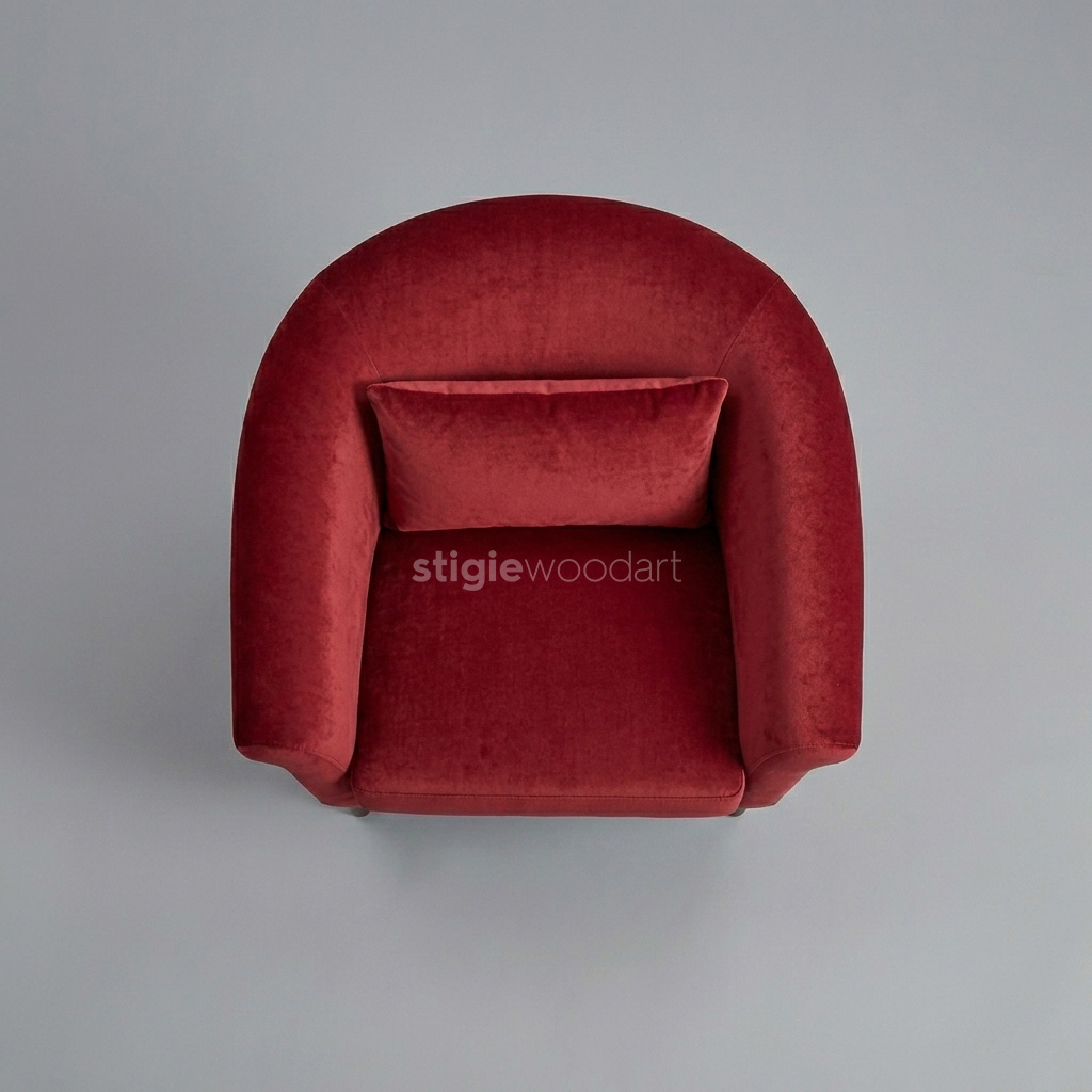 Sofa Accent Velvet Merah Maroon Minimalis - Gambar 5