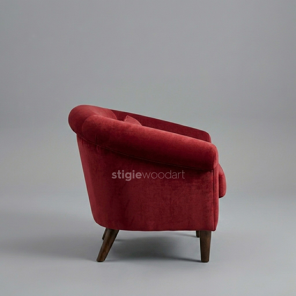 Sofa Accent Velvet Merah Maroon Minimalis - Gambar 4