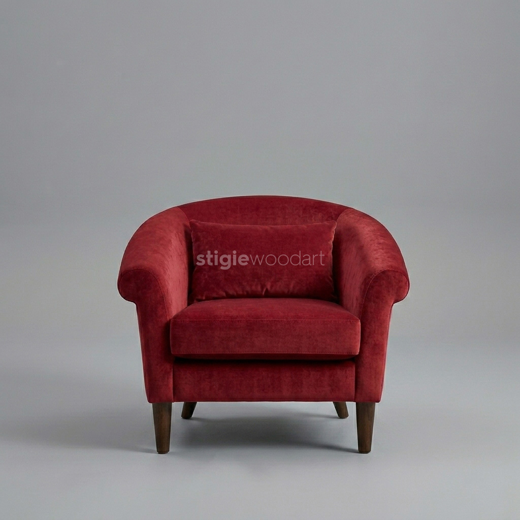 Sofa Accent Velvet Merah Maroon Minimalis - Gambar 3