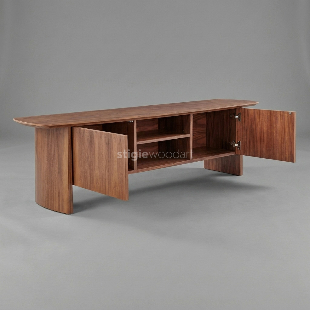 TV Cabinet Kayu Jati Minimalis Storage Elegan - Gambar 4