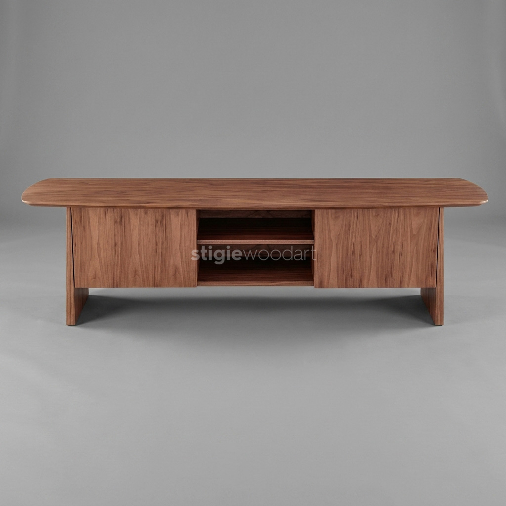 TV Cabinet Kayu Jati Minimalis Storage Elegan - Gambar 3