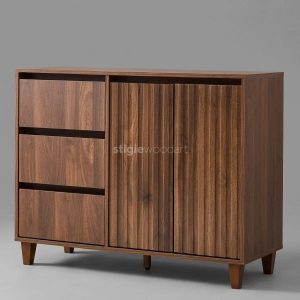 TV Cabinet Kayu Jati Minimalis Vertikal Elegan