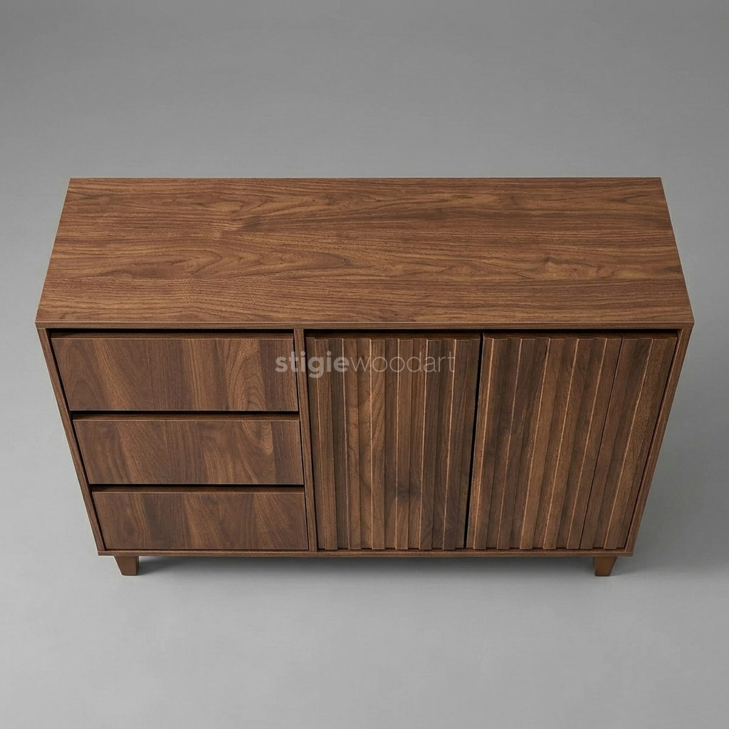 TV Cabinet Kayu Jati Minimalis Vertikal Elegan - Gambar 5
