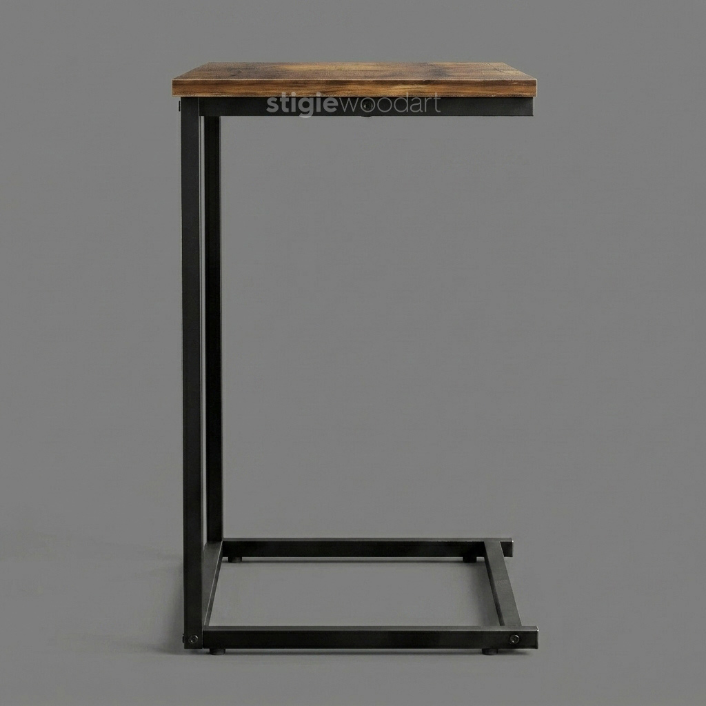 Coffee Table Kayu Jati Minimalis Kaki Besi - Gambar 3
