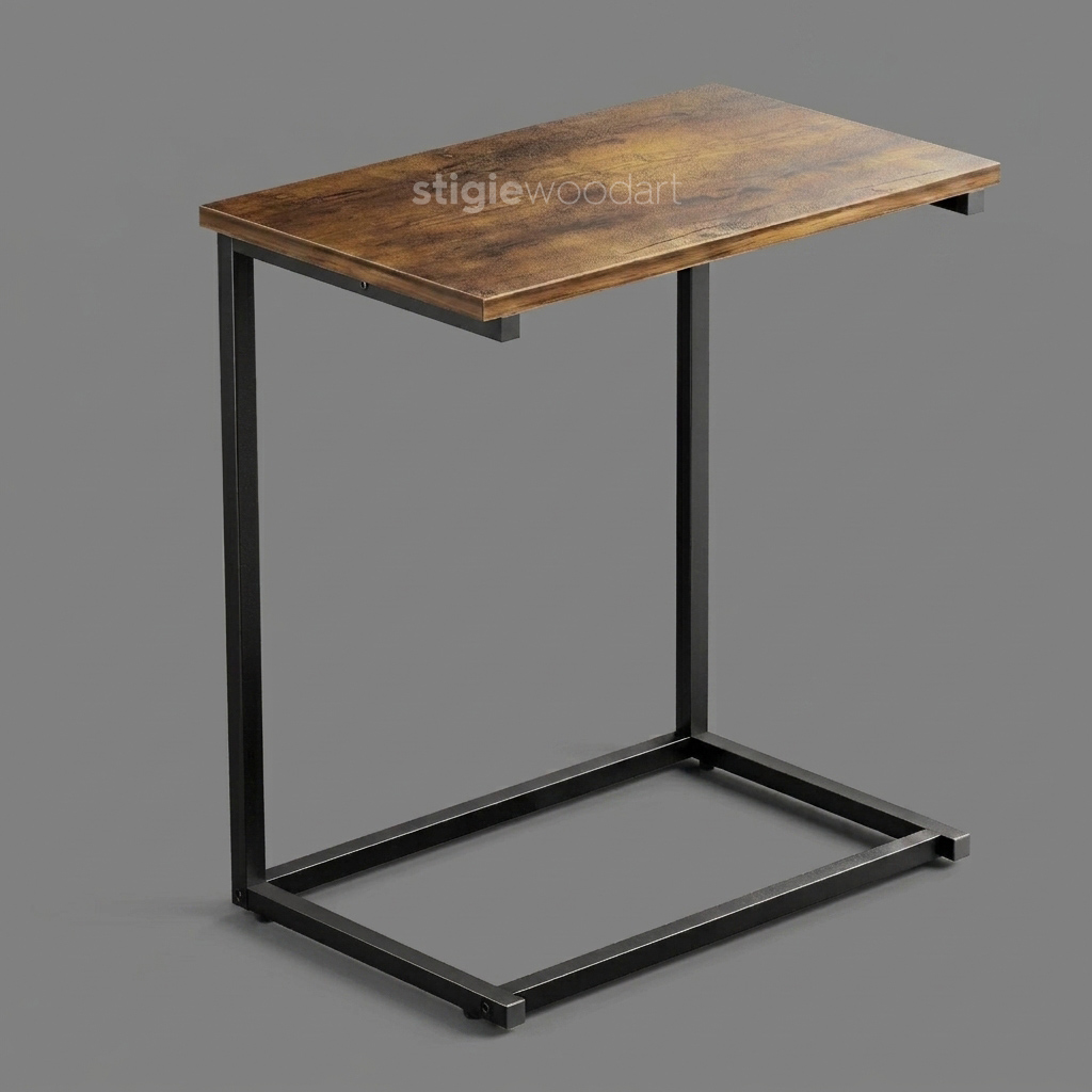 Coffee Table Kayu Jati Minimalis Kaki Besi