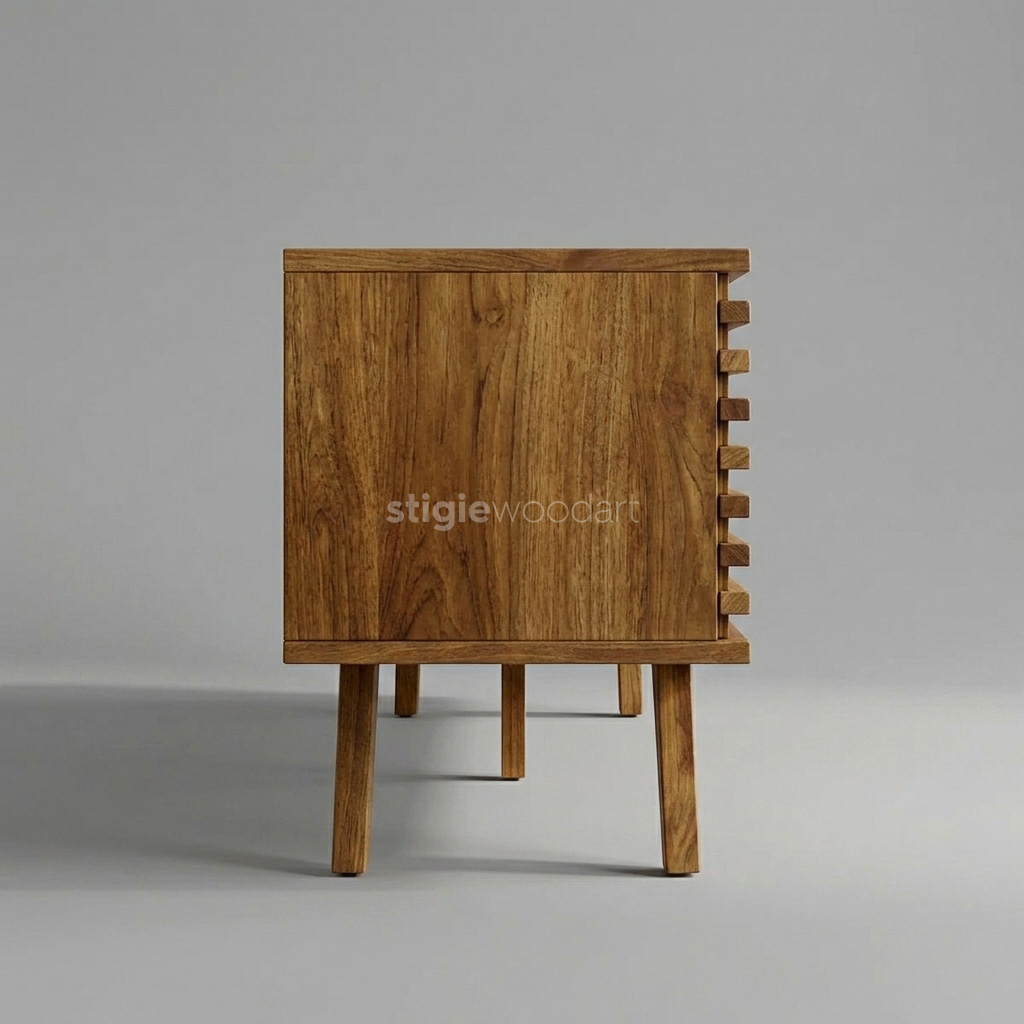 Kabinet TV Hotel Kayu Jati Minimalis Horizontal - Gambar 5
