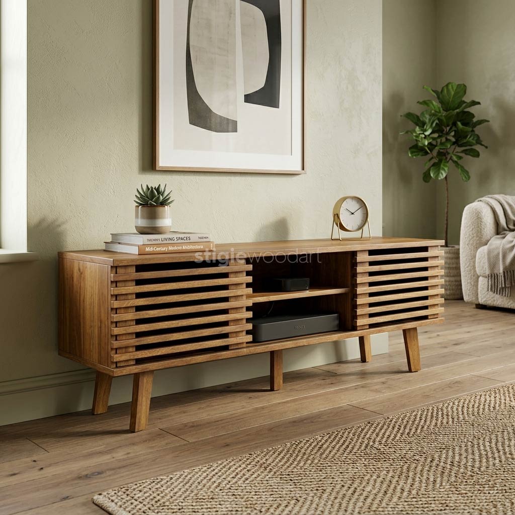 Kabinet TV Hotel Kayu Jati Minimalis Horizontal - Gambar 3