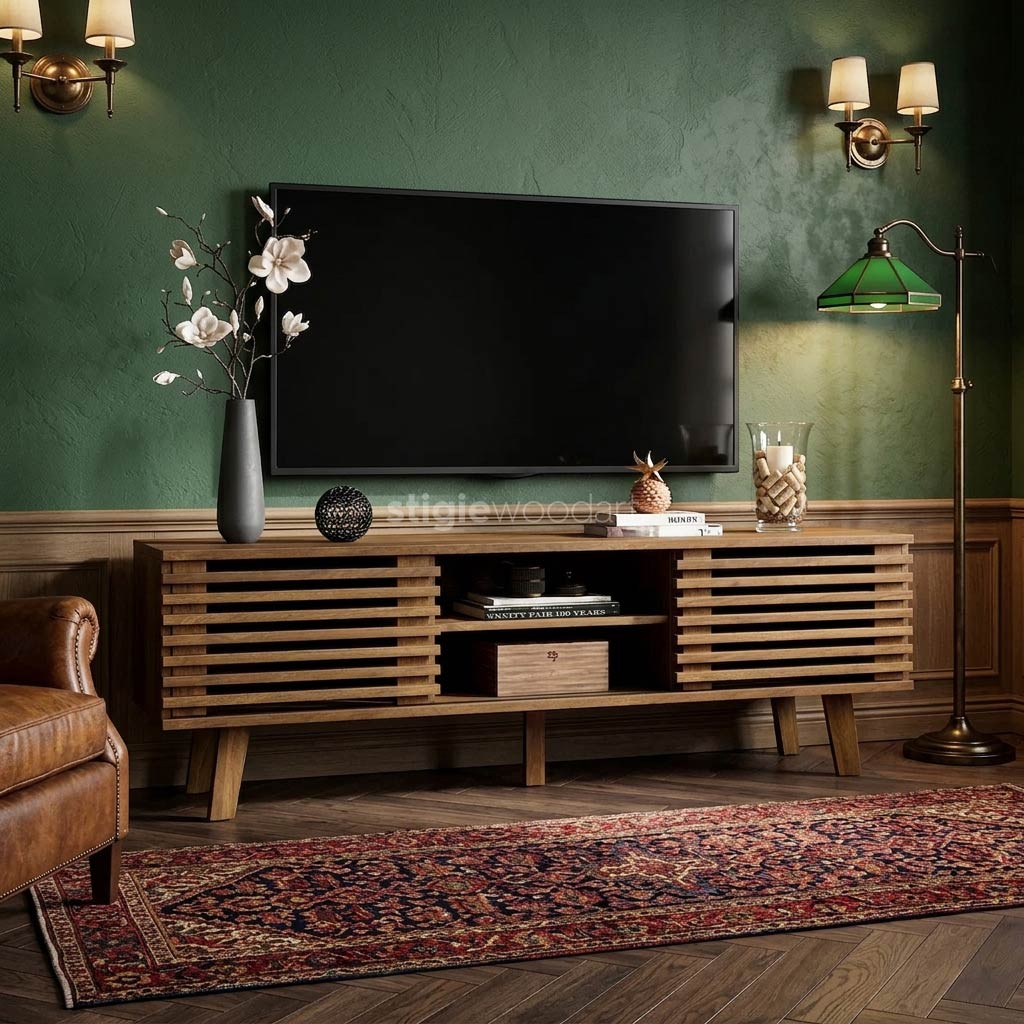 Kabinet TV Hotel Kayu Jati Minimalis Horizontal - Gambar 2