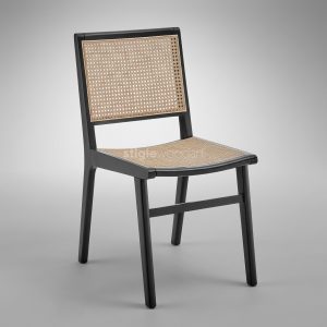 Kursi Cafe Kayu Jati Minimalis Anyaman Rotan Alami Elegan