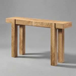 Meja Konsol Kayu Jati Minimalis Natural Geometris