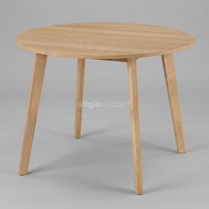 Meja Makan Resto Kayu Jati Bulat Minimalis Natural