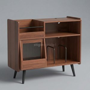 Rak Record Player Kayu Jati Minimalis Penyimpanan Vinyl