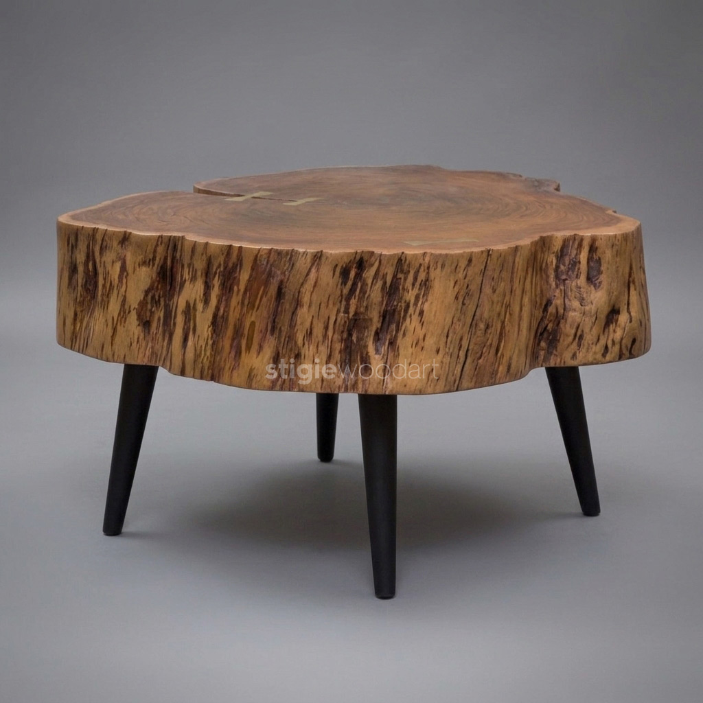 Coffee Table Kayu Trembesi Minimalis Antik Natural - Gambar 4