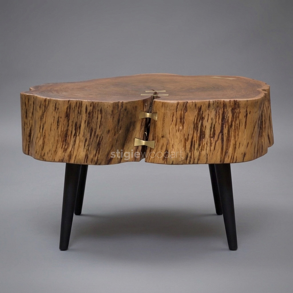Coffee Table Kayu Trembesi Minimalis Antik Natural - Gambar 3