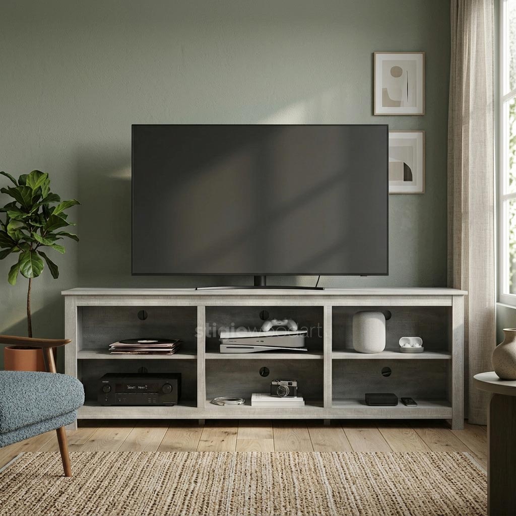 Kabinet TV Hotel Kayu Jati Minimalis Modern - Gambar 2