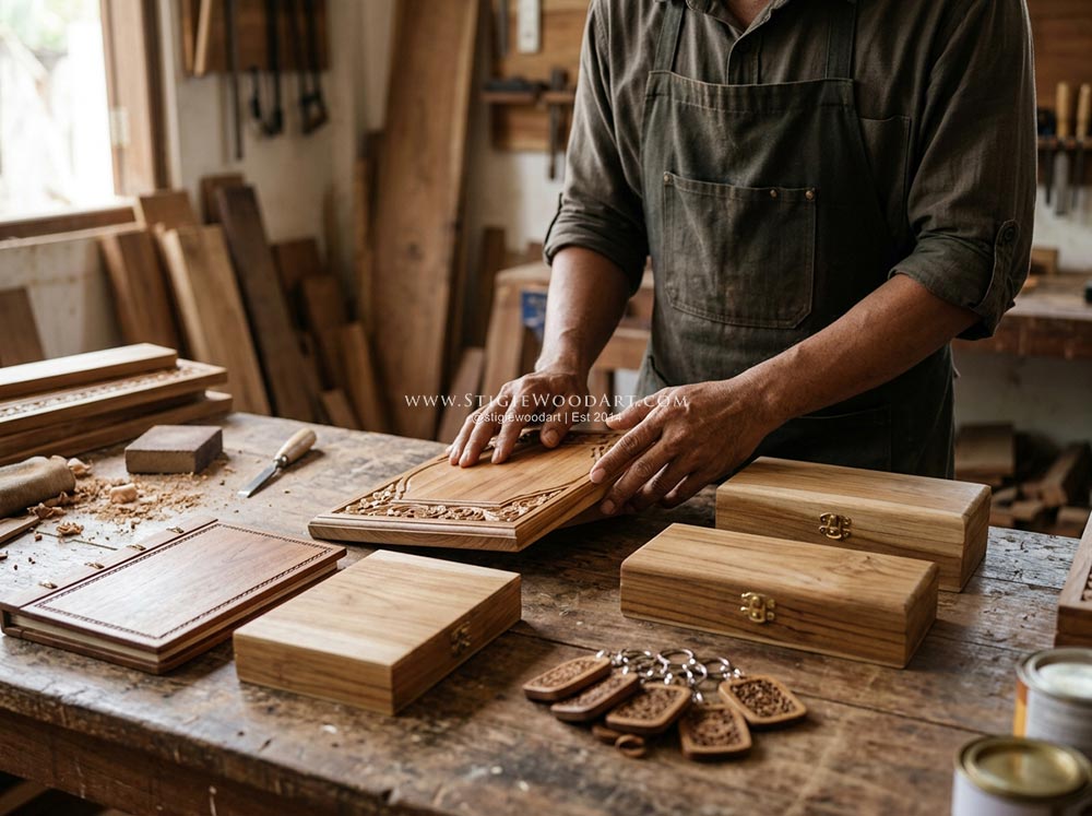 Pemeriksaan kualitas produk handicraft kayu
