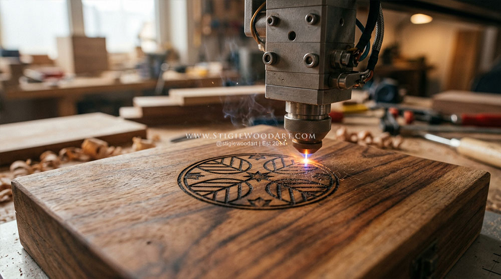 Laser engraving pada produk kayu custom