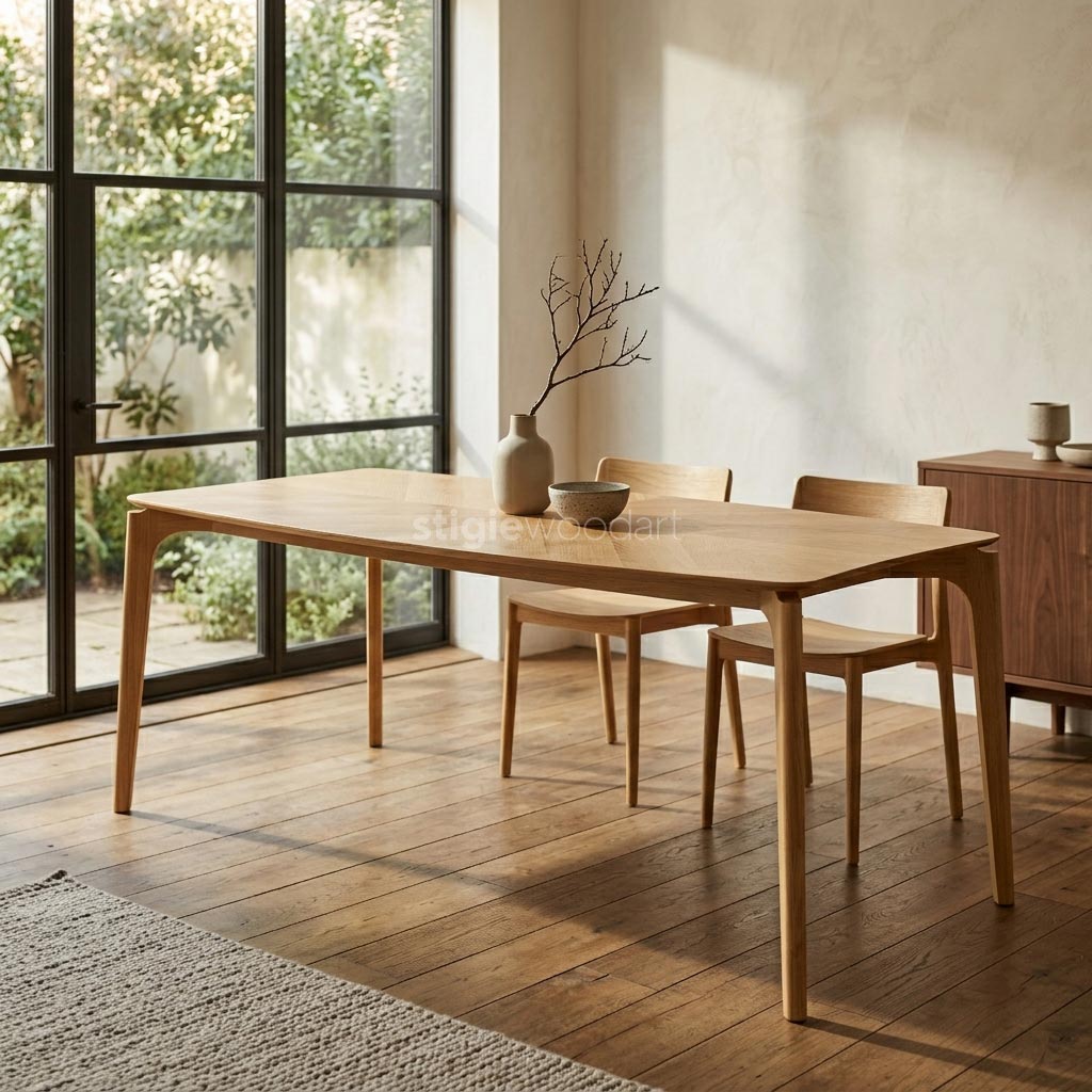 Meja Makan Resto Kayu Jati Minimalis Elegan Modern - Gambar 2