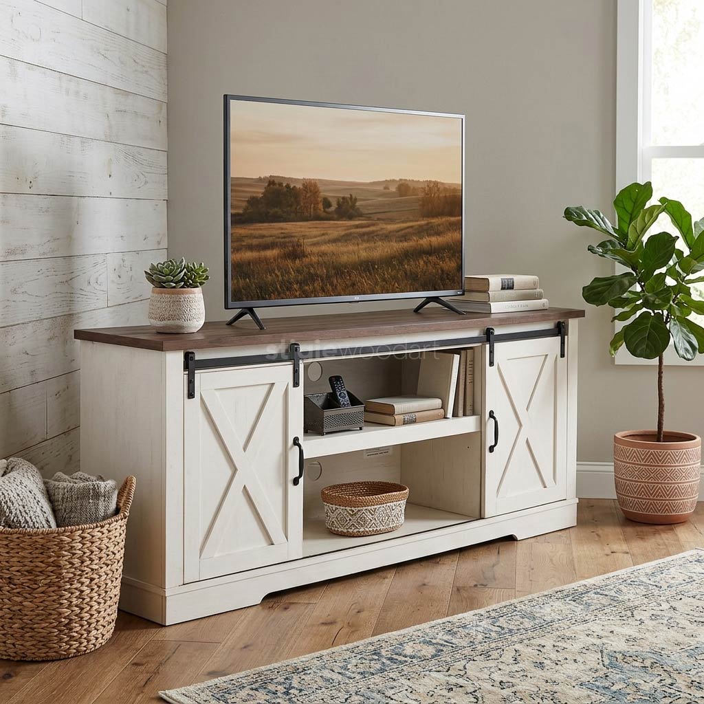 TV Cabinet Ruang Keluarga Kayu Jati Minimalis Duco - Gambar 2